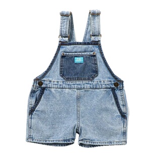 日本 BREEZE 2026儿童水复古通勤百搭休闲工装拼色牛仔裤背带短裤