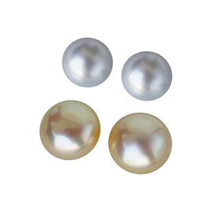 天然海水干枯玫瑰南洋金珠银冷光澳白馒头珍珠18k 金经典复古耳钉