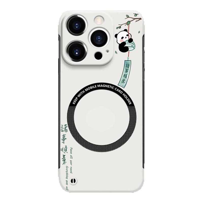 熊猫风铃适用苹果17pro手机壳无边框磁吸iPhone15promax小米14ultra半包iqoo13华为mate60套pura70magic7x200