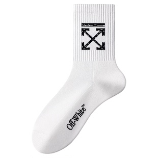 OFF-WHITE™官方旗舰店袜子男款棉质运动轻奢中筒袜女款白袜