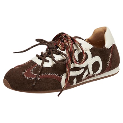 真美诗牛绒撞色双鞋带复古德训鞋