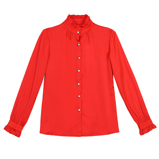 衬衫女红色别致小衫衬衣2025新款爆款设感上衣大码洋气减龄雪纺衫