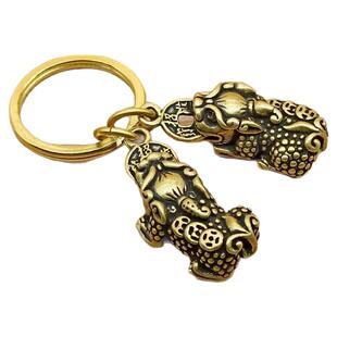 黄铜貔貅一对公母只进不出镇宅招财进宝挂件汽车钥匙扣转运守财