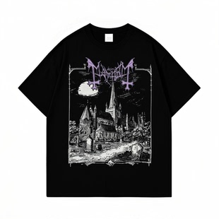 Mayhem乐队印花数码直喷短袖T恤暗黑小众摇滚纯棉男女宽松上衣夏