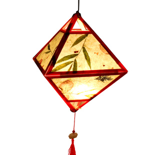 春节花草纸灯笼创意宫灯儿童花灯diy材料包手提自制发光中包邮