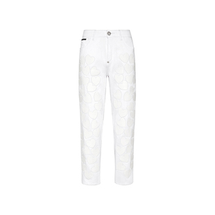 PHILIPP PLEIN 女士爱心装饰Mom Fit牛仔裤
