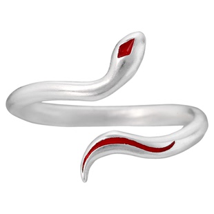 原创925纯银蛇戒指不掉色高级感冷淡风红色食指戒本命年送礼物