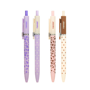 never星标笔豹点款按动式ST头双珠笔尖黑色中性笔速干顺滑高颜值小众ins风豹纹波点双生美学