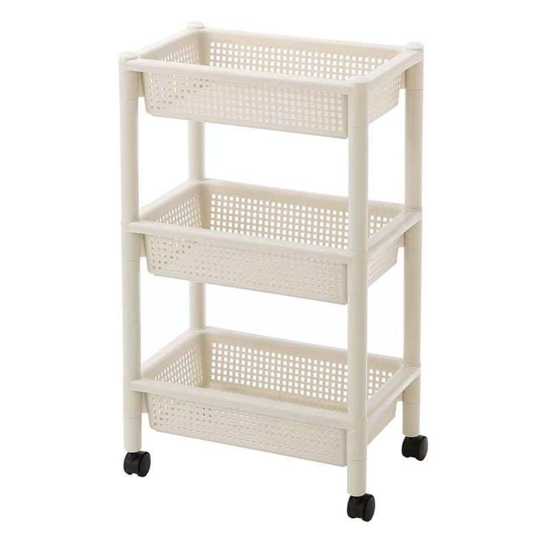 日本进口FUDOGIKEN 厨房卫浴客厅置物架多层收纳架滚轮组合收纳车