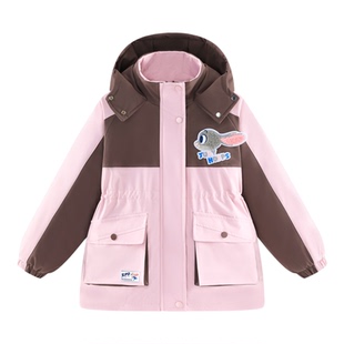 迪士尼中大童装女童棉衣中长款棉服儿童朱迪兔冬季2026新款防风衣