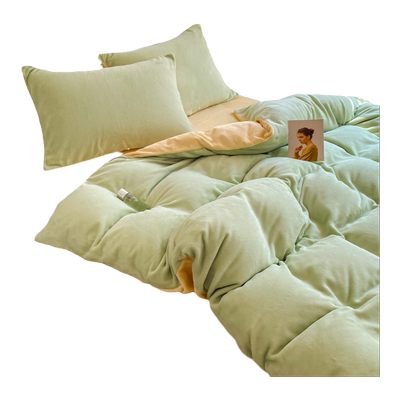 芊盈纯色牛奶绒绗缝珊瑚绒保暖