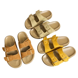 真皮厚底勃肯拖鞋女外穿2025新款夏季踩屎感复古小码女鞋32 33 34