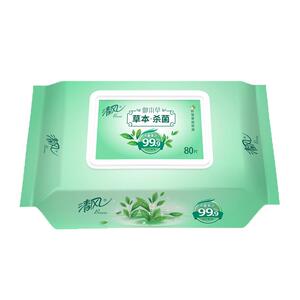 清风湿巾御本草草本去菌抽取式湿巾80片*3包洁肤宝宝草本杀菌湿巾