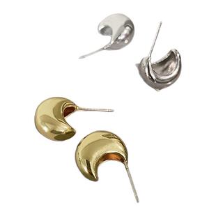 很爱~豆豆款气泡光面金属耳钉2026年新款小众设计气质耳环耳饰女