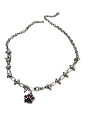 铆钉猫爪朋克项链男choker小众