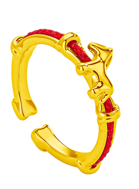 金马红缘戒指女轻奢高级感复古气质秋冬红绳小马指环2026新年礼物