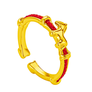 金马红缘戒指女轻奢高级感复古气质秋冬红绳小马指环2026新年礼物