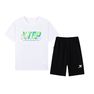 特步童装男童运动速干套装官方正品大童2026夏季新款儿童短袖短裤