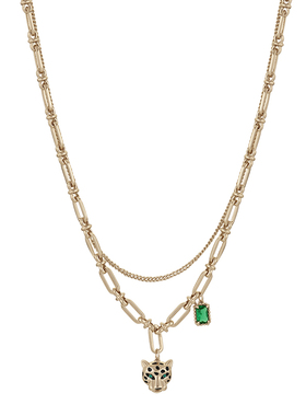 一撇一捺猎豹项链925银豹子头