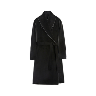 JNBY/江南布衣秋冬双面呢大衣女长款宽松休闲翻领气质通勤外套