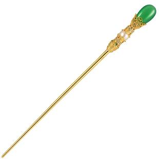 珍珠玛瑙银鎏金发簪非遗花丝镂空新中式国风银发饰发钗头饰一字簪