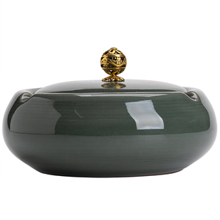 陶瓷烟灰缸家用客厅轻奢创意潮流个性高端大气上档次防风防飞带盖