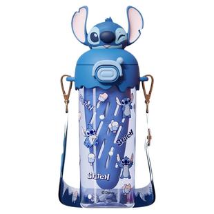 迪士尼冰激凌吸管杯高颜值塑料水杯带茶漏大容量儿童水杯带背带