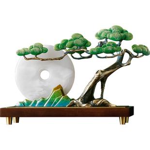 铜迎客松平安扣摆件高档办公室玄关装饰开店公司开业乔迁搬迁礼物