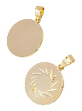 14K铜镀金保色旋风圆牌吊坠19mm带瓜子扣手链项链耳饰手工DIY饰品