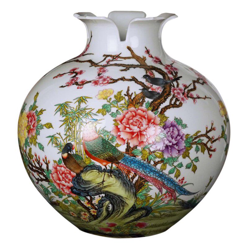 手绘石榴对瓶景德镇陶瓷花瓶