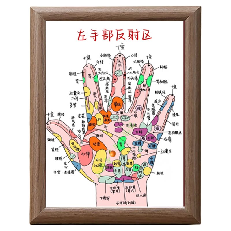 中医手部穴位反射木质相框摆件