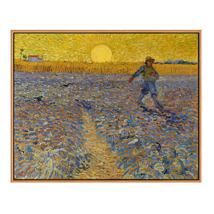 播种者梵高印刷喷绘仿制油画田园风景挂画客厅卧室沙发背景装饰画