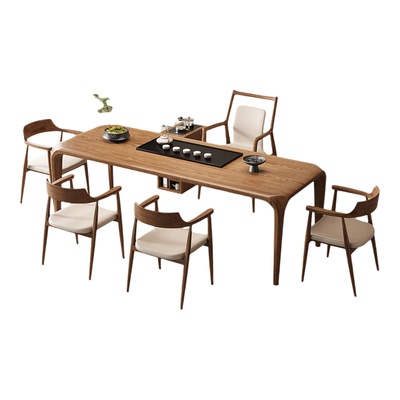 茶桌办公桌一体两用实木大茶台