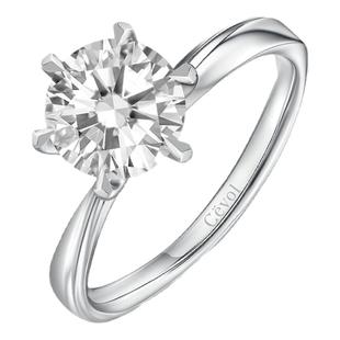Cevol新奢钻石 莫比乌斯环系列 铂金女六爪扭壁结婚戒指