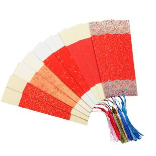 江左书签古典中国风万年红福字空白diy手写红色卡纸春节空白卡文创书签宣纸古风书法纸质元旦学生礼物带流苏