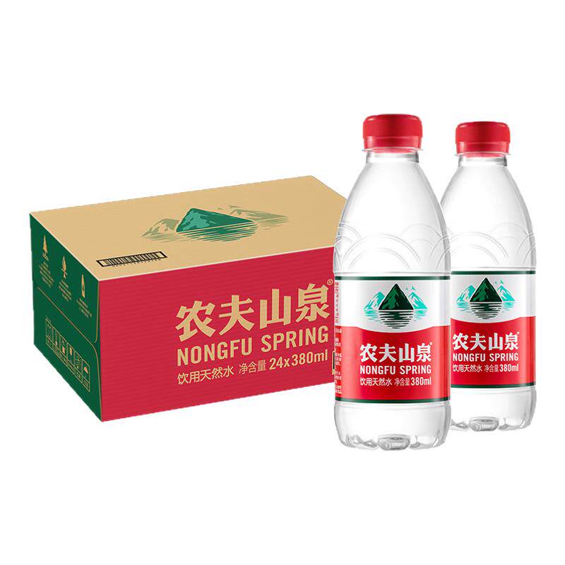 农夫山泉380ml*24瓶整箱批发特价小瓶装弱碱性天然饮用水非矿泉水