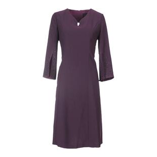 声雨竹官方旗舰店秋季新款连衣裙商场同款V领七分袖收腰裙休闲