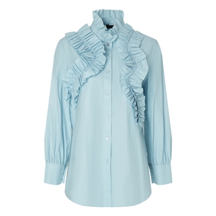 IDPAN女装高级感气质长袖衬衣女冬季新款褶皱木耳边设计上衣