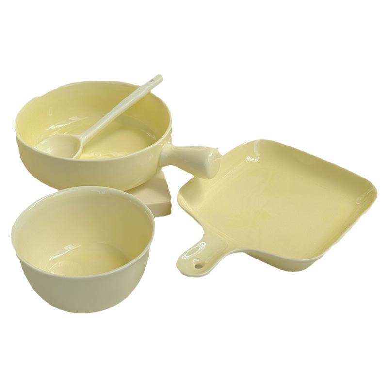 奶fufu一人食奶油色系少女心餐具手把碗焗饭碗陶瓷釉下彩餐具套装