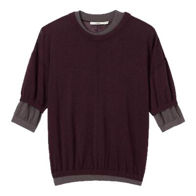 假两件薄透针织上衣简约