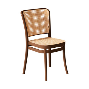 藤编椅子中古风餐椅家用餐桌椅子轻奢高级感塑料靠背凳子客厅茶椅