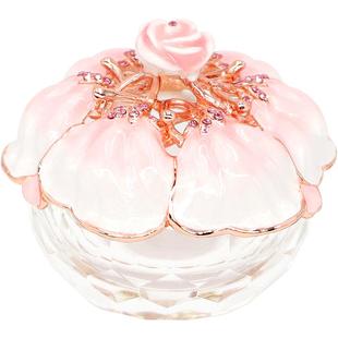picals首饰盒珐琅彩玫瑰花水晶饰品收纳求婚戒指高档摆件新年礼物