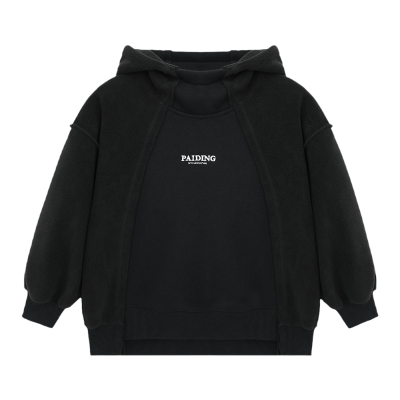 派町童装男童连帽卫衣2025新款儿童美式加绒拼接上衣中大童秋装潮