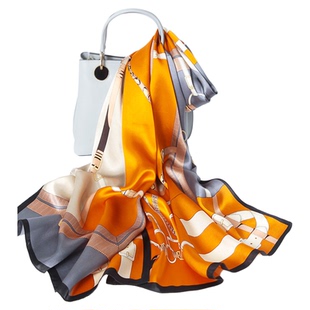 丝巾真丝围巾女士送妈妈款中老年长辈长条杭州丝绸高端高级感冬季