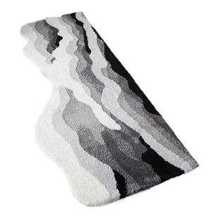 DDD北欧海浪植绒地毯异形海洋卧室床边毯客厅沙发黑色耐脏地垫ins