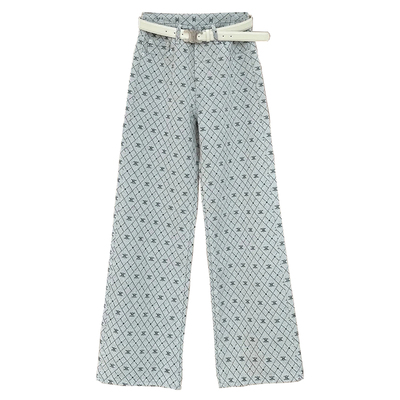 高级感满印提花牛仔裤女2025新款