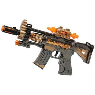 儿童电动发光玩具枪冲锋枪男孩子金色充电伸缩振动小宝宝生日礼物