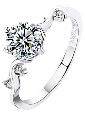 正品女情侣戒指纯银insD色莫桑石