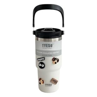 tyeso泰硕手提咖啡保温杯女生大号大容量1000ml杯子吸管随行水杯