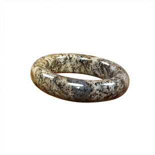 紫润轩新疆和田玉山流水料手镯黄沁皮飘水草沁花亚光57 8MM传家级